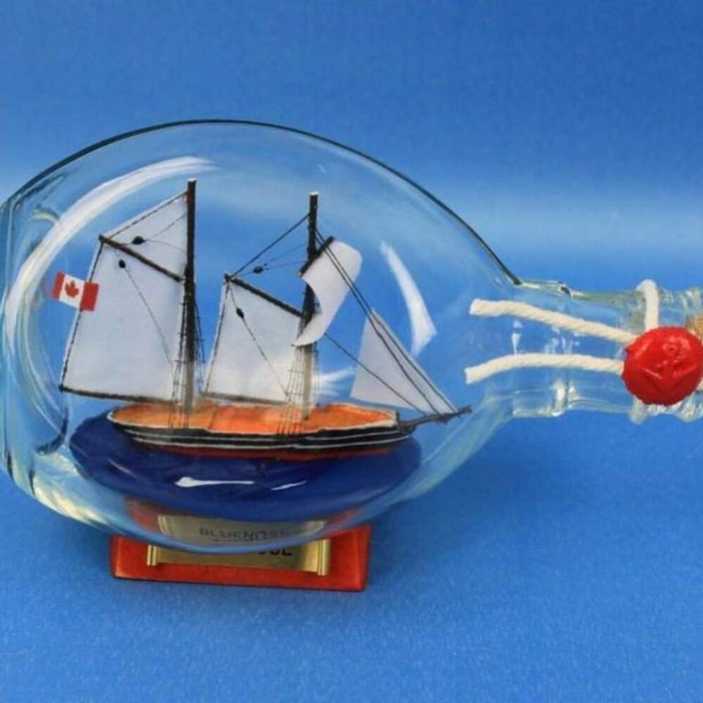 Hampton Nautical Bluenose Sailboat in A Glass Bottle, 7"